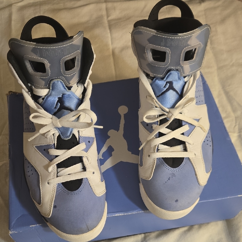 Jordan Blue and White High-Top Sneakers